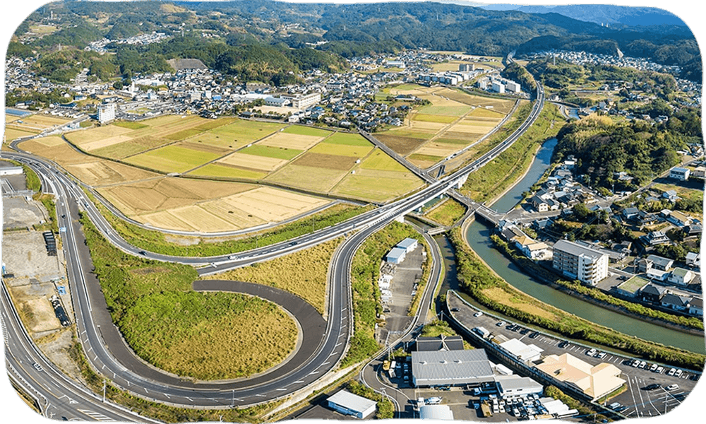 高速道路の空撮写真