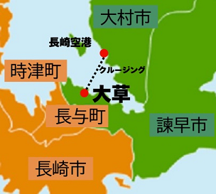 大村から諫早までの航路図